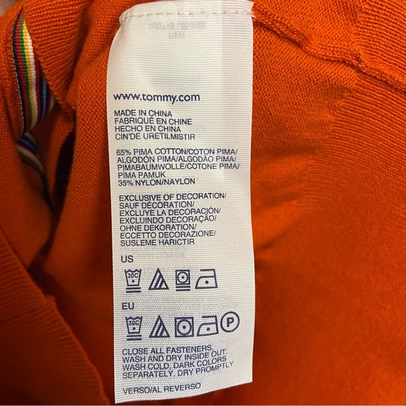 ☁️ Tommy Hilfiger/ Pima cotton orange full button cardigan - Picture 6 of 10